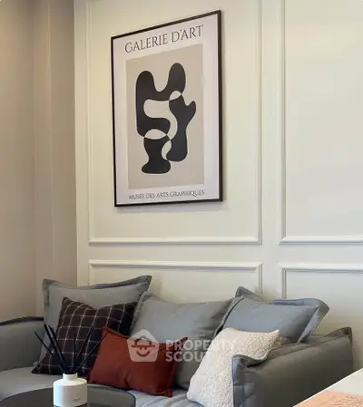 Stylish living room with modern art and cozy sofa setup