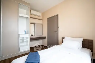 Modern bedroom with minimalist design and built-in wardrobe