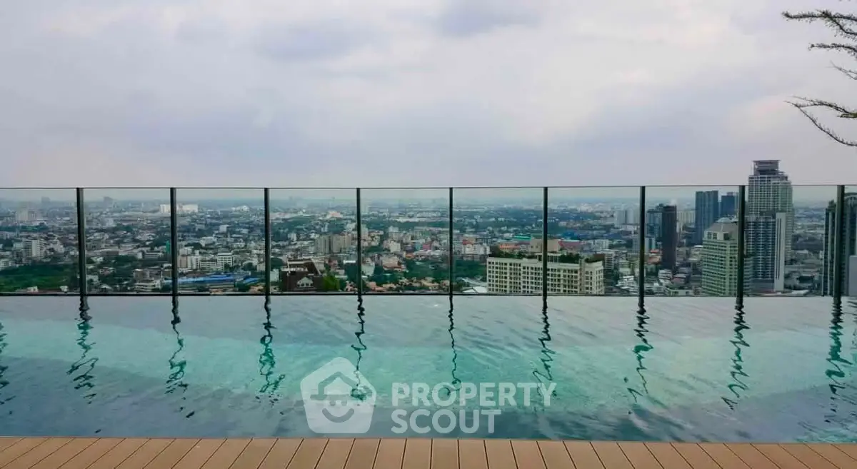 Stunning rooftop infinity pool with panoramic city skyline view, perfect for luxury urban living.