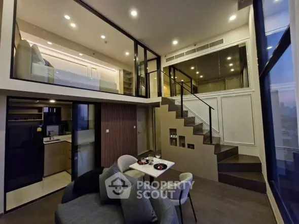 Modern loft apartment with mezzanine bedroom and stylish open living area