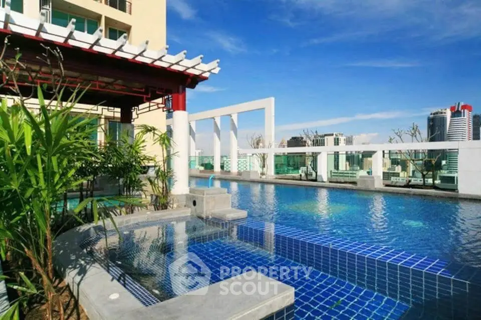 Luxurious rooftop pool with stunning city views and modern design