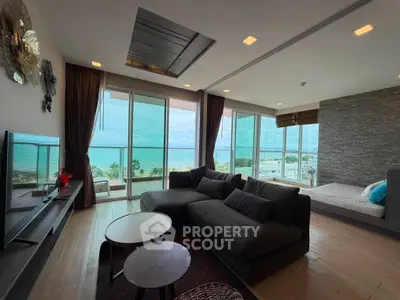 Luxurious living room with stunning ocean view and modern decor