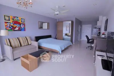 Spacious modern studio apartment with stylish decor and open layout