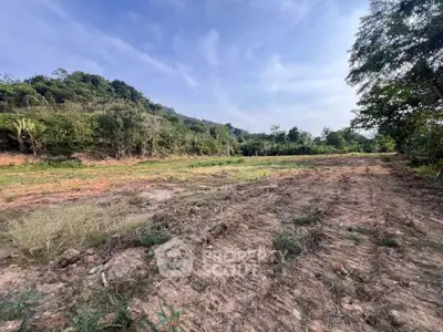 Expansive plot of land with lush greenery and scenic mountain backdrop, perfect for development.