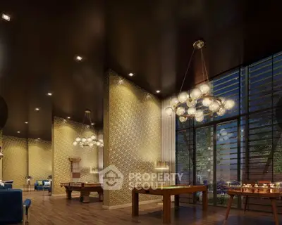 Luxurious modern living room with elegant lighting and stylish decor