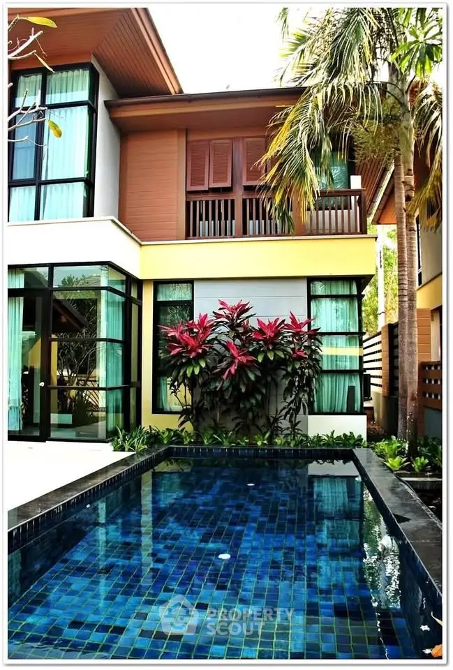 Luxurious modern home with private pool and lush garden, perfect for relaxation and entertaining.