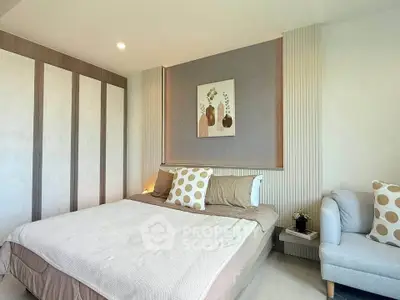 Modern bedroom with stylish decor and cozy ambiance