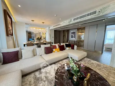 Luxurious living room with elegant decor and plush seating in modern apartment