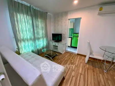 Cozy living room with modern decor and natural light