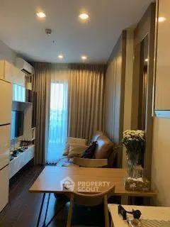 Modern living room with cozy seating and elegant decor