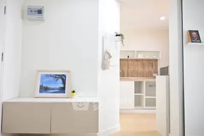 Modern minimalist interior with open kitchen and stylish decor