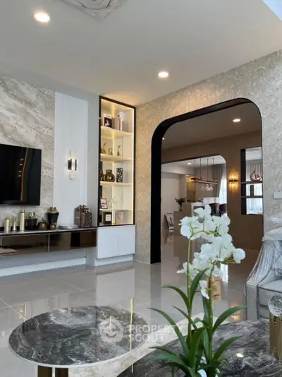Luxurious modern living room with elegant decor and open layout