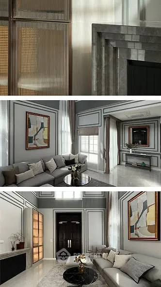 Luxurious modern living room with elegant decor and stylish furniture