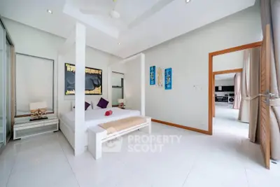 Spacious modern bedroom with elegant decor and open layout