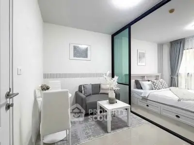 Modern studio apartment with stylish decor and cozy living area