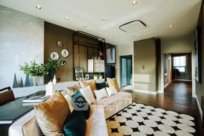 Luxurious modern living room with elegant decor and plush seating