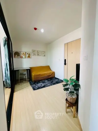 Cozy living room with modern decor and natural light