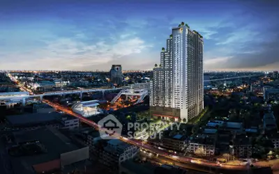 Stunning high-rise building with panoramic city views at dusk, ideal for urban living.