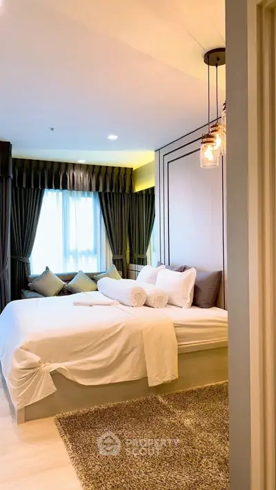 Luxurious bedroom with elegant decor and cozy lighting