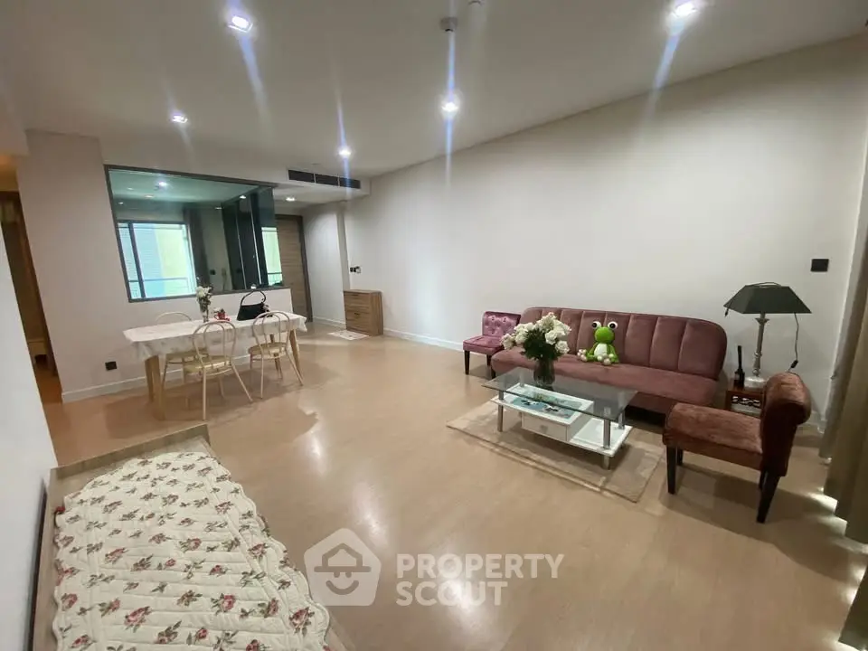 Spacious modern living room with stylish furniture and elegant decor