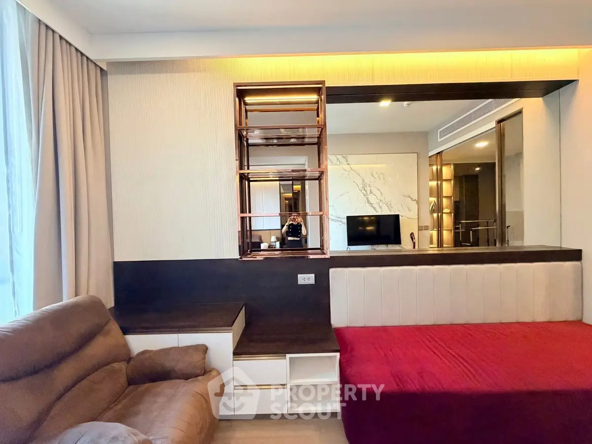 Modern studio apartment with stylish interior design and cozy furnishings