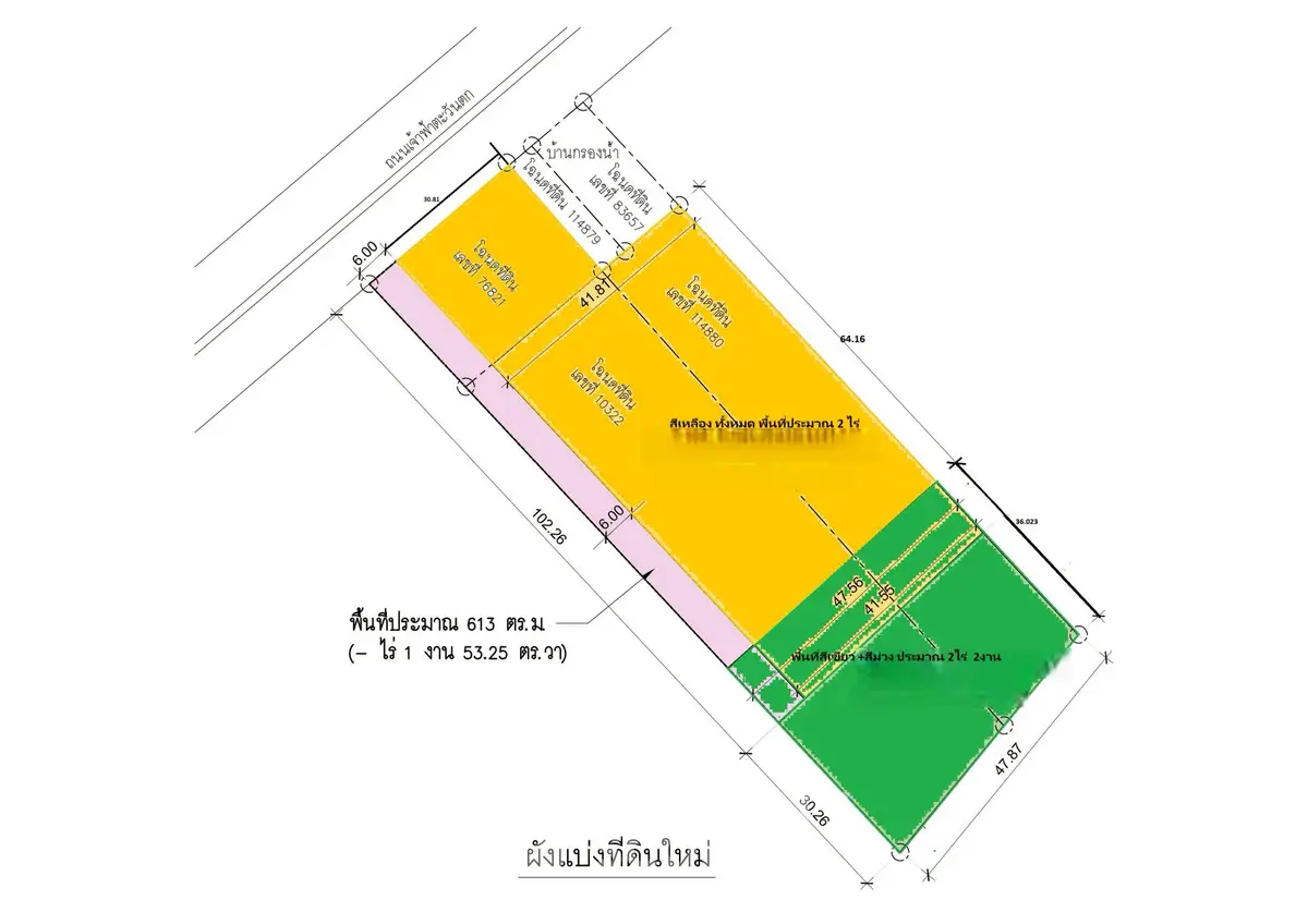 Detailed land plot schematic with measurements and zoning areas.