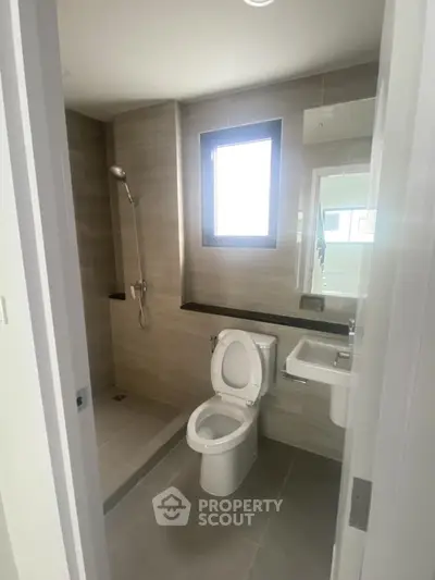 Modern bathroom with sleek design and natural light
