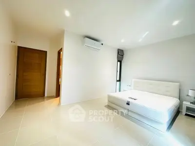 Spacious modern bedroom with minimalist design and natural light