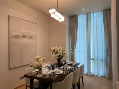 Elegant dining room with modern decor and natural light