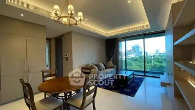 Luxurious living room with modern decor and stunning city view