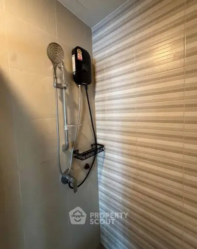 Modern bathroom shower with sleek design and water heater