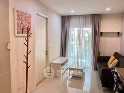 Cozy living room with modern decor and natural light