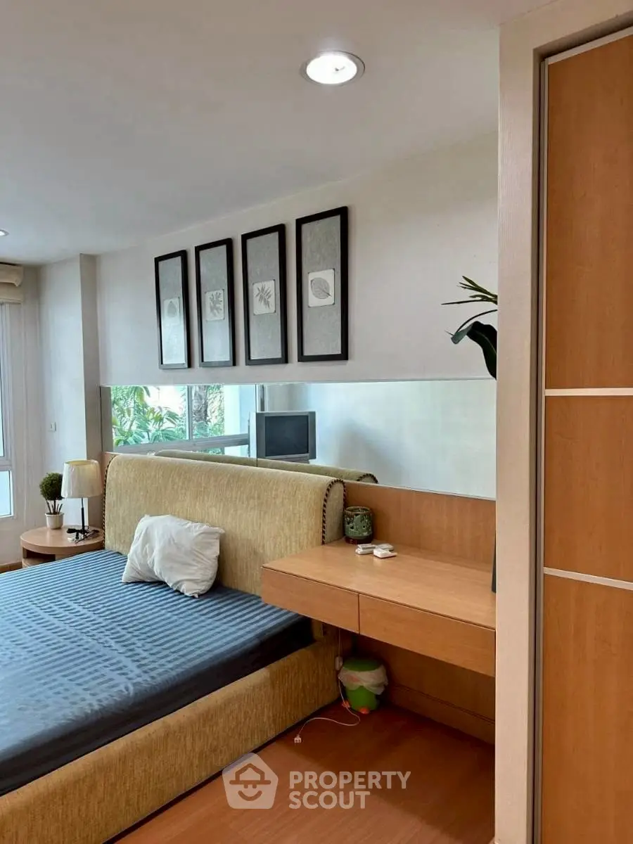 Cozy bedroom with modern decor and natural light