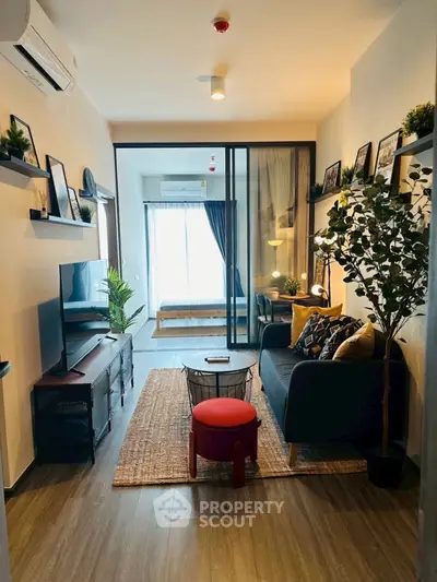 Modern living room with stylish decor and natural light