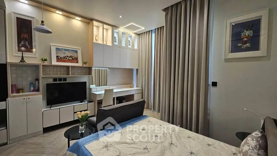 Modern studio apartment with stylish decor and ample natural light