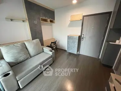 Modern living room with sleek furniture and stylish storage solutions