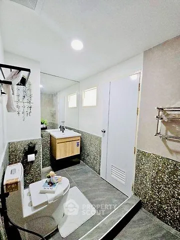 Modern bathroom with sleek design and stylish fixtures