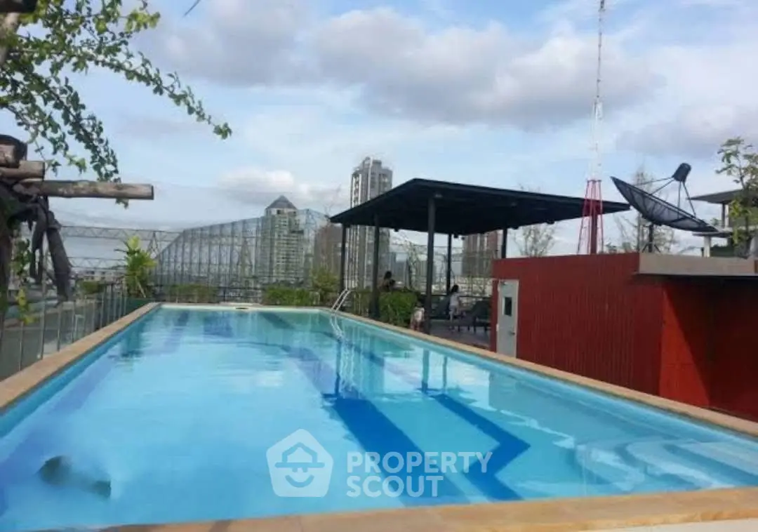 Stunning rooftop pool with city skyline views, perfect for relaxation and entertainment.