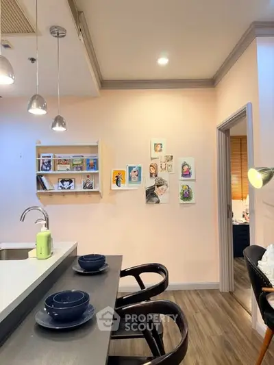 Chic modern kitchen with open layout and stylish decor, perfect for urban living.