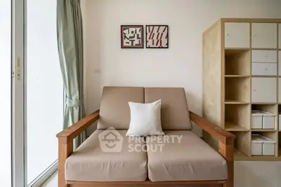 Modern living room with stylish sofa and minimalist decor