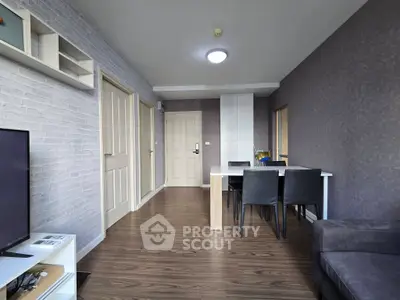 Modern living room with dining area and stylish decor