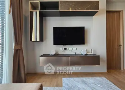 Modern living room with sleek TV unit and stylish decor