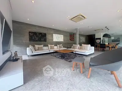Spacious modern living room with stylish decor and open layout
