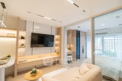 Luxurious modern living room with open layout and elegant decor