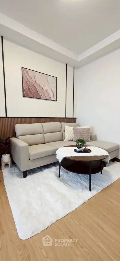 Modern living room with stylish sofa and elegant decor