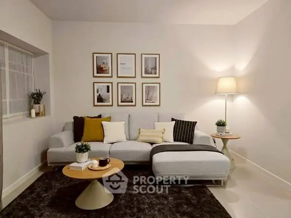 Stylish modern living room with cozy sofa and elegant decor