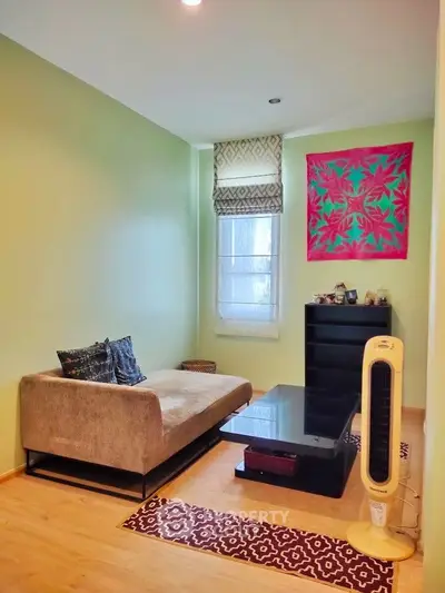 Cozy living room with modern decor and natural light