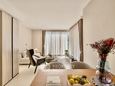 Spacious modern living room with elegant decor and natural light