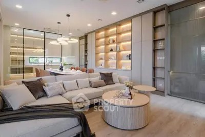 Luxurious modern living room with elegant decor and spacious seating area