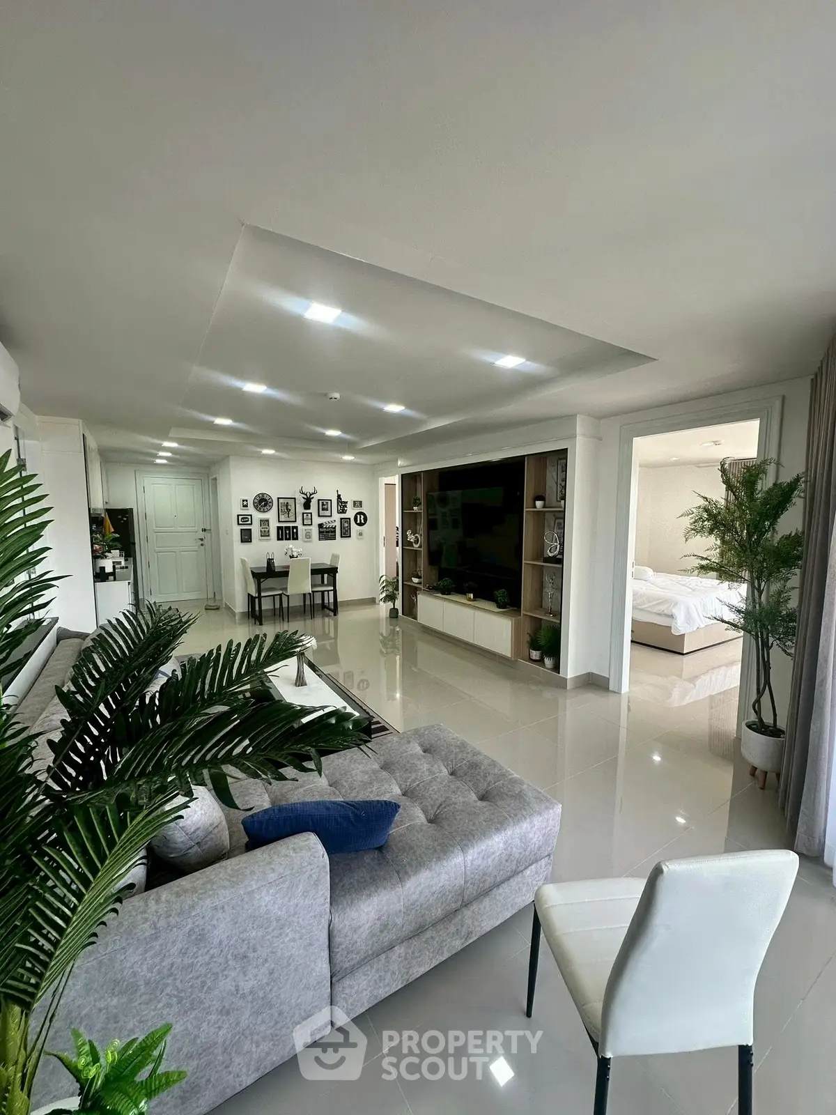 Spacious modern living room with open layout and elegant decor